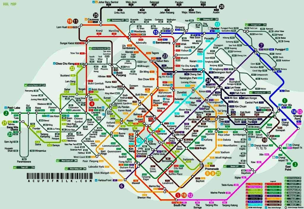 Сингапур mrt, lrt газрын зураг