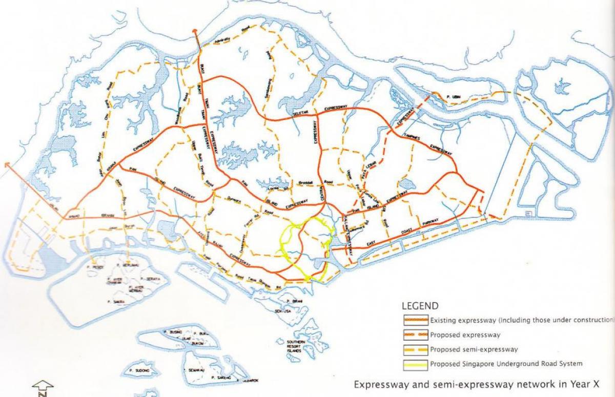 Сингапур авто замын газрын зураг нь