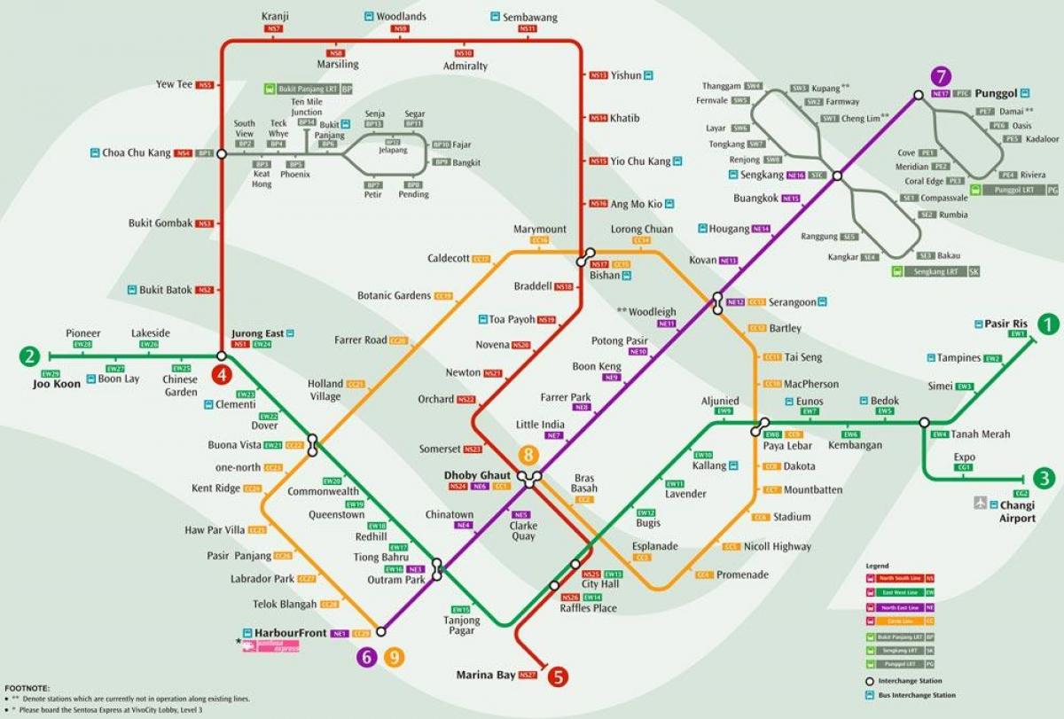 mrt систем нь газрын зураг Сингапур